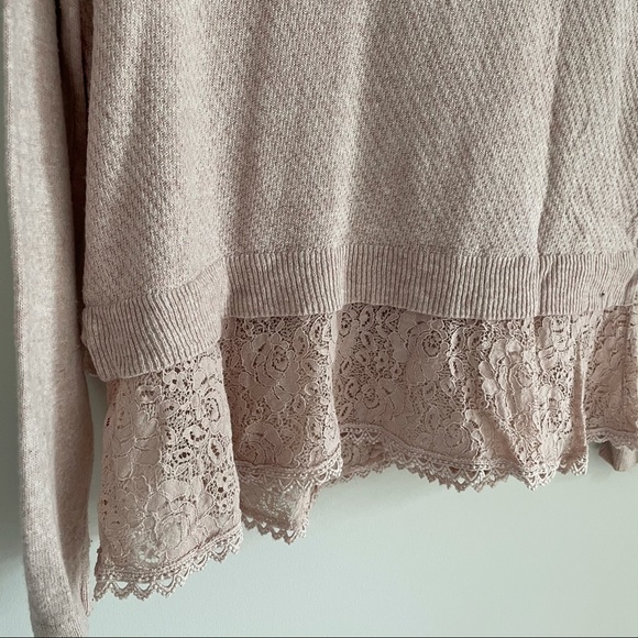 ANTHROPOLOGIE KNITTED & KNOTTED LACE BLUSH SWEATER - Picture 13 of 14